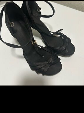 Professional ballroom dance heels suede soles black size 7